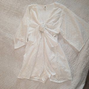 White Chunky lace Romper